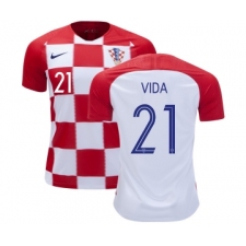 Croatia #21 Vida Home Kid Soccer Country Jersey
