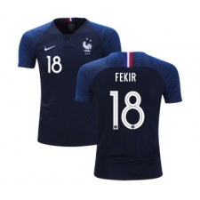 France #18 Fekir Home Kid Soccer Country Jersey