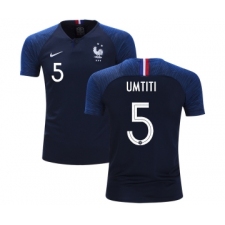 France #5 Umtiti Home Kid Soccer Country Jersey