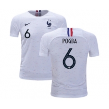 France #6 Pogba Away Kid Soccer Country Jersey