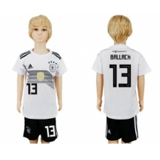 Germany #13 Ballack White Home Kid Soccer Country Jersey