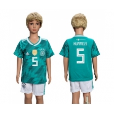 Germany #5 Hummels Away Kid Soccer Country Jersey