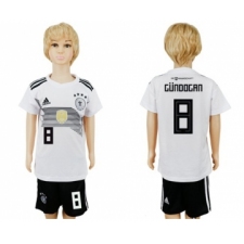 Germany #8 Gundogan White Home Kid Soccer Country Jersey