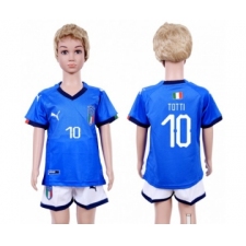 Italy #10 Totti Home Kid Soccer Country Jersey