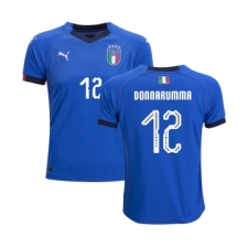 Italy #12 Donnarumma Home Kid Soccer Country Jersey