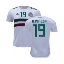Mexico #19 O.Pineda Away Kid Soccer Country Jersey