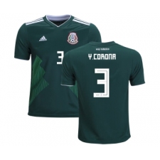 Mexico #3 Y.Corona Home Kid Soccer Country Jersey