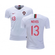 Portugal #13 Neves Away Kid Soccer Country Jersey