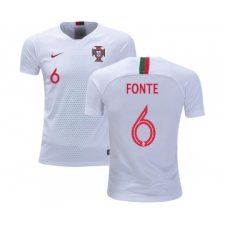Portugal #6 Fonte Away Kid Soccer Country Jersey