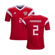 Russia #2 Fernandes Home Kid Soccer Country Jersey