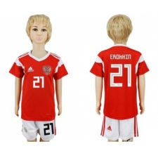 Russia #21 Erokhin Home Kid Soccer Country Jersey