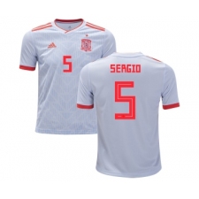 Spain #5 Sergio Away Kid Soccer Country Jersey