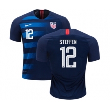 USA #12 Steffen Away Kid Soccer Country Jersey