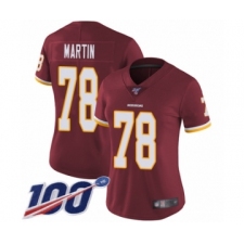 Women's Washington Redskins #78 Wes Martin Burgundy Red Team Color Vapor Untouchable Limited Player 100th Season Football Jersey
