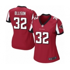 Women's Atlanta Falcons #32 Qadree Ollison Game Red Team Color Football Jersey