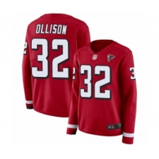 Women's Atlanta Falcons #32 Qadree Ollison Limited Red Therma Long Sleeve Football Jersey