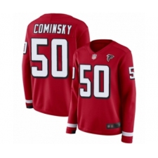 Women's Atlanta Falcons #50 John Cominsky Limited Red Therma Long Sleeve Football Jersey