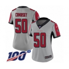 Women's Atlanta Falcons #50 John Cominsky Limited Silver Inverted Legend 100th Season Football Jersey