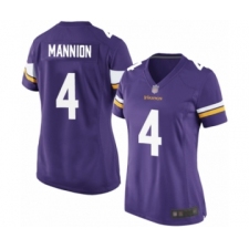 Women's Minnesota Vikings #4 Sean Mannion Game Purple Team Color Football Jersey