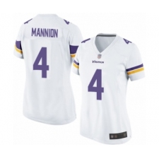 Women's Minnesota Vikings #4 Sean Mannion Game White Football Jersey