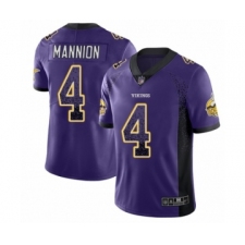 Youth Minnesota Vikings #4 Sean Mannion Limited Purple Rush Drift Fashion Football Jersey