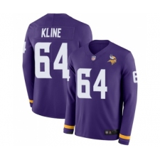 Men's Minnesota Vikings #64 Josh Kline Limited Purple Therma Long Sleeve Football Jersey