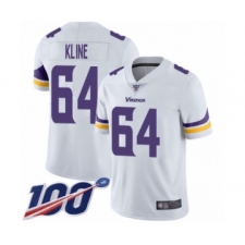 Men's Minnesota Vikings #64 Josh Kline White Vapor Untouchable Limited Player 100th Season Football Jersey
