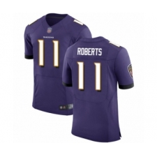 Men's Baltimore Ravens #11 Seth Roberts Purple Team Color Vapor Untouchable Elite Player Football Jersey