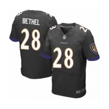 Men's Baltimore Ravens #28 Justin Bethel Elite Black Alternate Football Jersey
