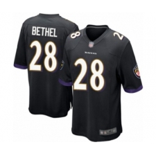 Men's Baltimore Ravens #28 Justin Bethel Game Black Alternate Football Jersey