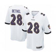 Men's Baltimore Ravens #28 Justin Bethel Game White Football Jersey