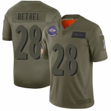 Men's Baltimore Ravens #28 Justin Bethel Limited Camo 2019 Salute to Service Football Jersey