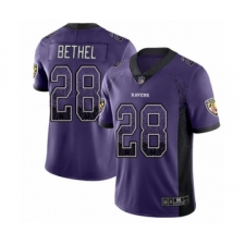 Men's Baltimore Ravens #28 Justin Bethel Limited Purple Rush Drift Fashion Football Jersey