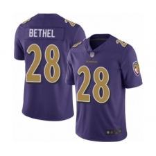Men's Baltimore Ravens #28 Justin Bethel Limited Purple Rush Vapor Untouchable Football Jersey
