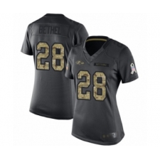 Women's Baltimore Ravens #28 Justin Bethel Limited Black 2016 Salute to Service Football Jersey