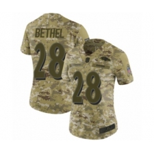 Women's Baltimore Ravens #28 Justin Bethel Limited Camo 2018 Salute to Service Football Jersey