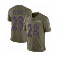 Youth Baltimore Ravens #28 Justin Bethel Limited Olive 2017 Salute to Service Football Jersey