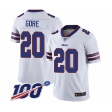 Men's Buffalo Bills #20 Frank Gore White Vapor Untouchable Limited Player 100th Season Football Jersey