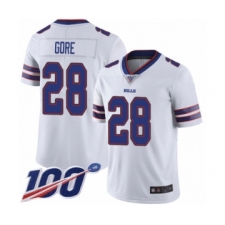 Men's Buffalo Bills #28 Frank Gore White Vapor Untouchable Limited Player 100th Season Football Jersey