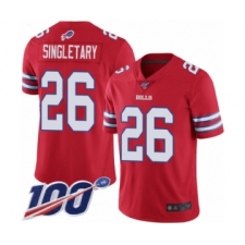 Men's Buffalo Bills #26 Devin Singletary Limited Red Rush Vapor Untouchable 100th Season Football Jersey