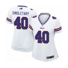 Women's Buffalo Bills #40 Devin Singletary Game White Football Jersey