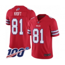 Men's Buffalo Bills #81 Tyler Kroft Limited Red Rush Vapor Untouchable 100th Season Football Jersey
