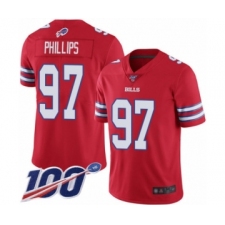 Men's Buffalo Bills #97 Jordan Phillips Limited Red Rush Vapor Untouchable 100th Season Football Jersey