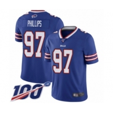 Men's Buffalo Bills #97 Jordan Phillips Royal Blue Team Color Vapor Untouchable Limited Player 100th Season Football Jersey