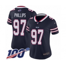 Women's Buffalo Bills #97 Jordan Phillips Limited Navy Blue Inverted Legend 100th Season Football Jersey