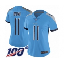 Women's Tennessee Titans #11 A.J. Brown Light Blue Alternate Vapor Untouchable Limited Player 100th Season Football Jersey