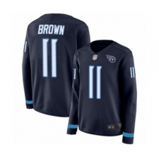 Women's Tennessee Titans #11 A.J. Brown Limited Navy Blue Therma Long Sleeve Football Jersey
