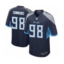 Men's Tennessee Titans #98 Jeffery Simmons Game Navy Blue Team Color Football Jersey