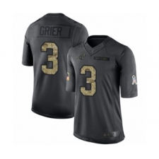 Men's Carolina Panthers #3 Will Grier Limited Black 2016 Salute to Service Football Jersey