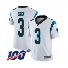 Men's Carolina Panthers #3 Will Grier White Vapor Untouchable Limited Player 100th Season Football Jersey
